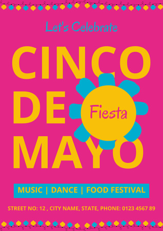 Szablon projektu Święto Cinco De Mayo w kolorze różowym Poster