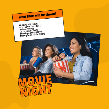 Movie Night Motivation with People Watching Instagram Design Template