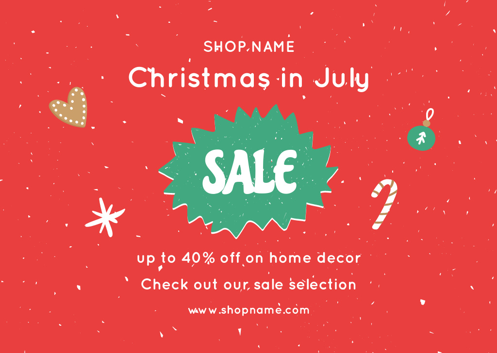 Template di design July Christmas Sale Offer Flyer A6 Horizontal