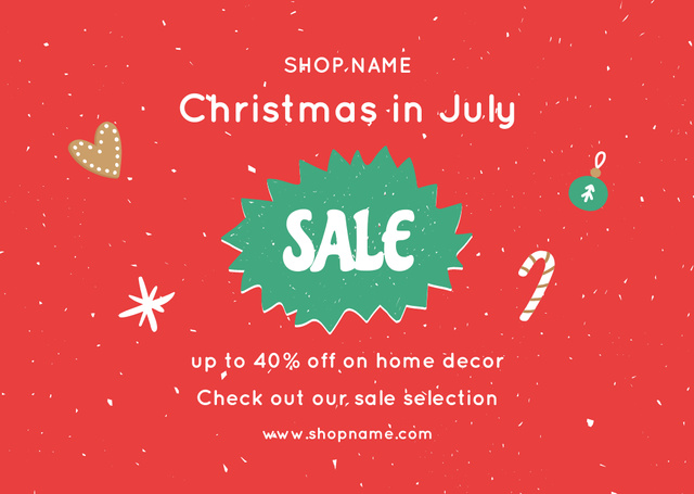 July Christmas Sale Offer Flyer A6 Horizontal Design Template