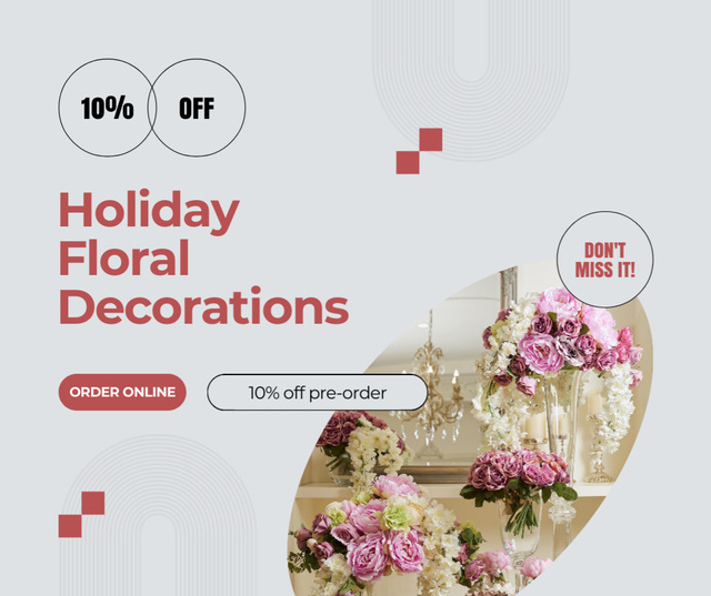 Discount on Spectacular Holiday Floral Decorations Facebook Design Template
