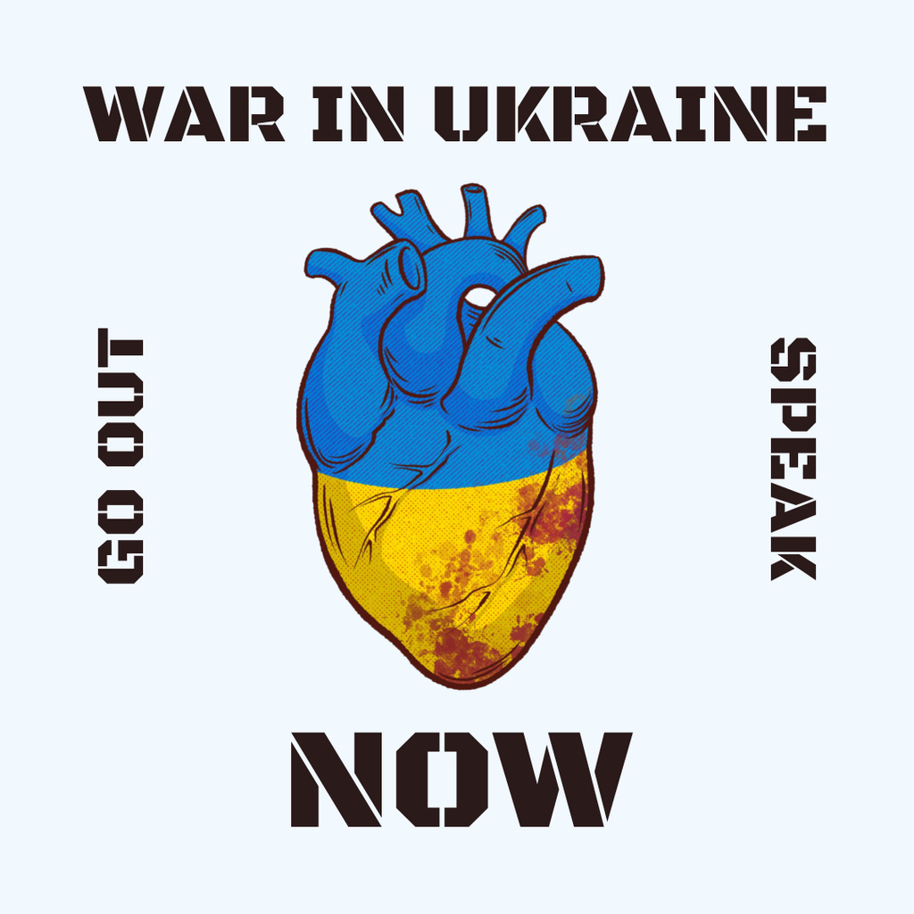 Heart in Ukrainian Flag Colors Instagram – шаблон для дизайна