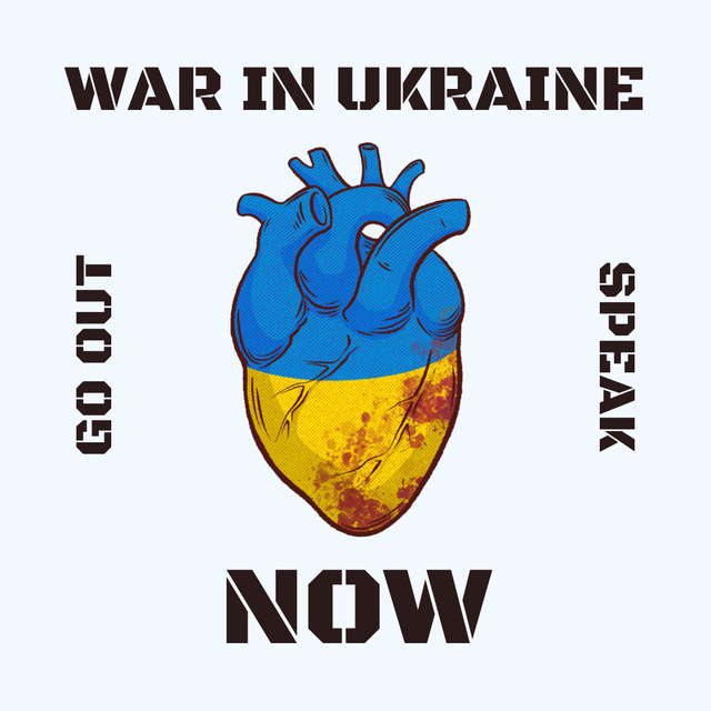 Heart in Ukrainian Flag Colors Instagramデザインテンプレート