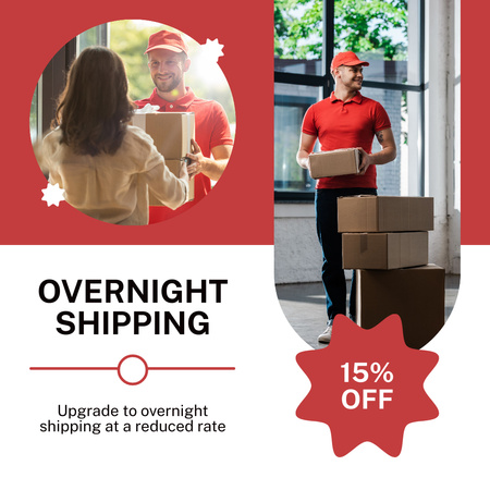 Overnight Courier Services Promotion on Red Instagram AD Design Template