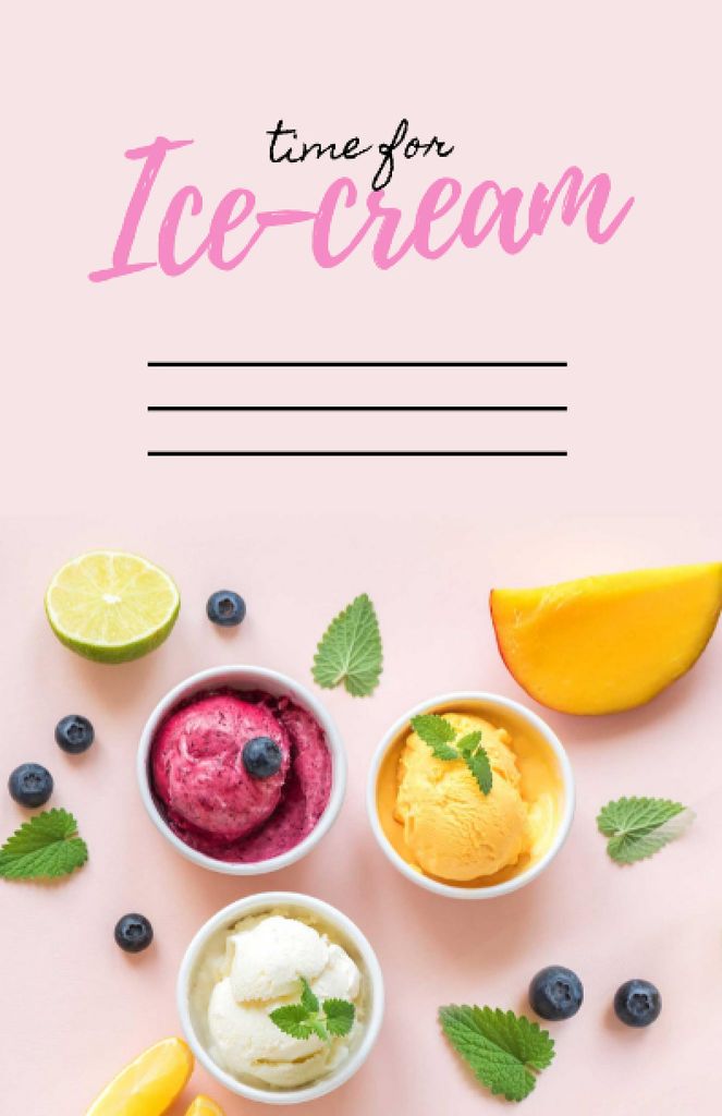 Plantilla de diseño de Fruit Ice Cream Cooking Recipe Card 