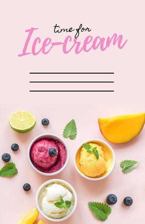 Fruit Ice Cream Cooking Recipe Card tervezősablon