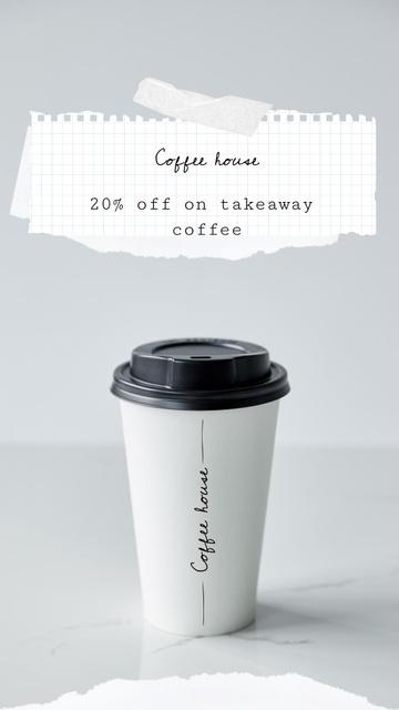 Coffee Shop Promotion with Paper Cup on Grey Instagram Story Modelo de Design