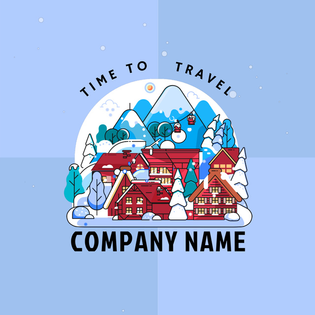 Winter Travel Time Animated Logo Πρότυπο σχεδίασης