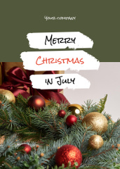 Merry Christmas in July Greeting on Green