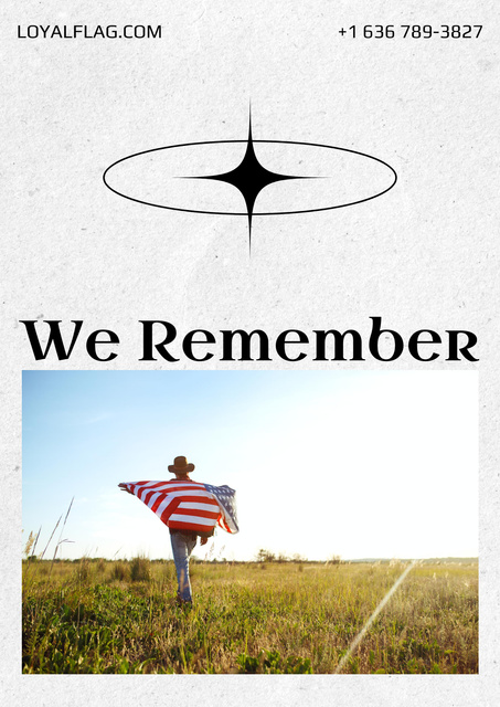 USA Memorial Day Ad with Flag Poster Design Template