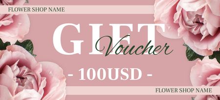 Flower Shop Discount Offer on Pink Coupon 3.75x8.25in Design Template
