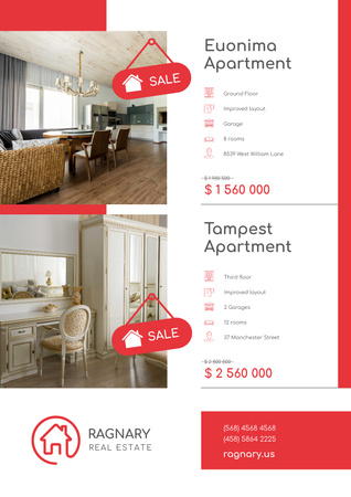 Real Estate Ad with Elegant Room Interior Poster Design Template