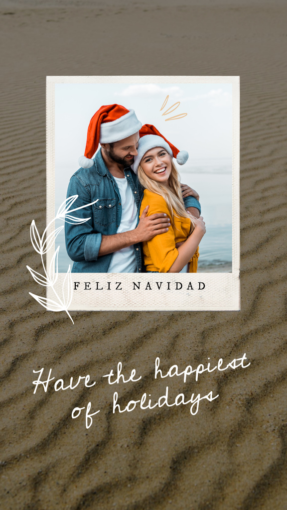 Christmas Greeting with Girl on Beach Instagram Story Design Template