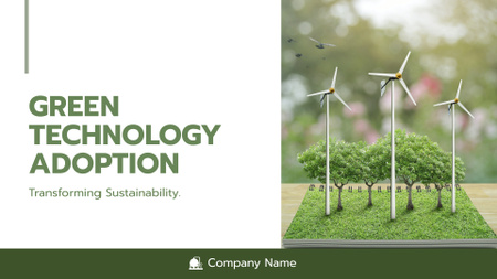 Designvorlage Einführung grüner Technologien in das Geschäft mit Windgeneratoren für Presentation Wide