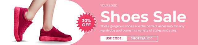 Sale Ad with Bright Pink Shoes Ebay Store Billboard Modelo de Design