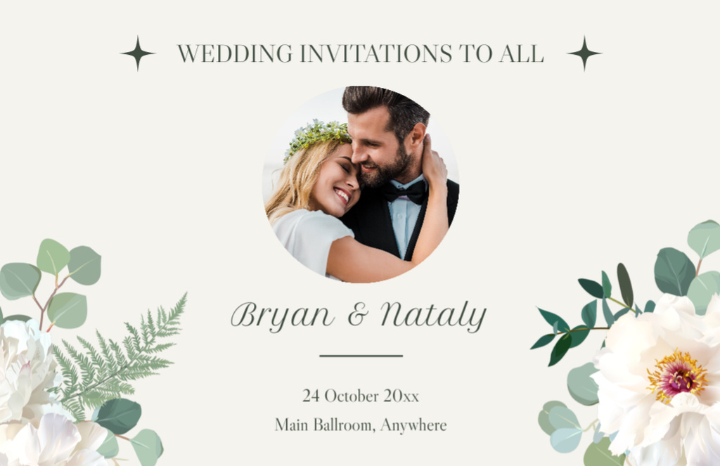 Wedding Invitation to All Thank You Card 5.5x8.5in Πρότυπο σχεδίασης