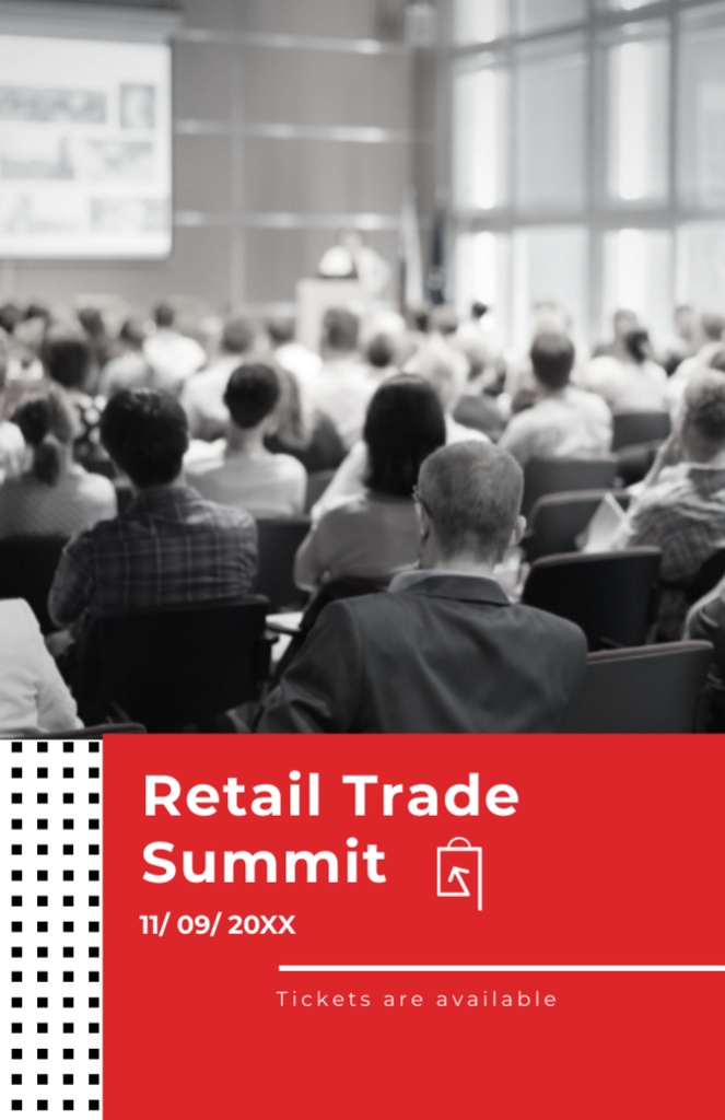 Lots Of Colleagues At Retail Trade Summit In Red Invitation 5.5x8.5in Šablona návrhu