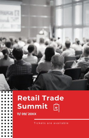 Colleagues At Retail Trade Summit In Red Invitation 5.5x8.5in Design Template