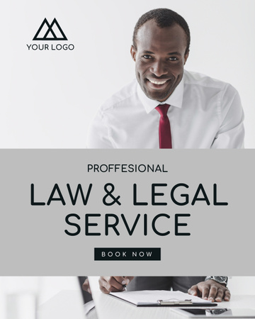 Jogi szolgáltatások hirdetése barátságos ügyvéddel Instagram Post Vertical tervezősablon