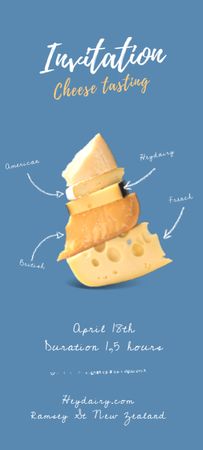 Anúncio de degustação de queijos no Blue Invitation 9.5x21cm Modelo de Design