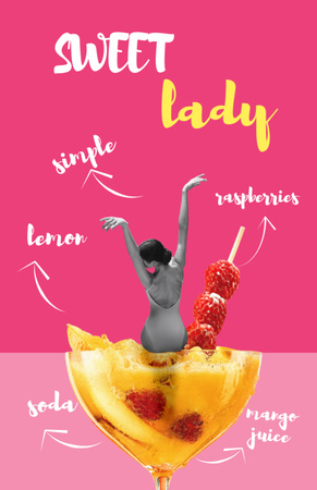yaz kokteylinde mayo giyen kadın Recipe Card Tasarım Şablonu