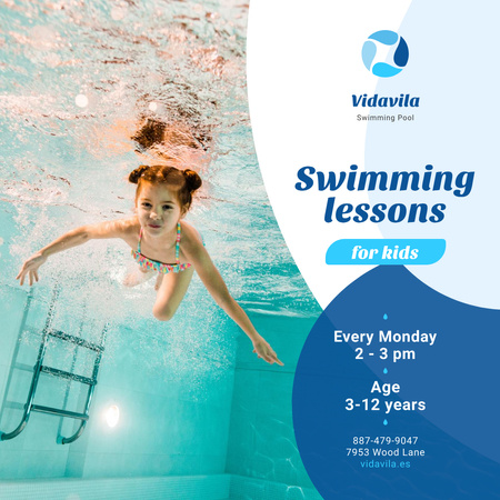Swimming Lessons Offer Girl in Pool Instagram Šablona návrhu