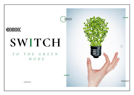 Yaprak Ampulü İle Yeşil Moda Geçin Postcard 5x7in Tasarım Şablonu
