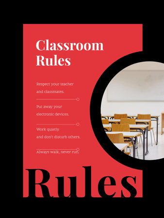 Empty Classroom with Tables Poster US Design Template