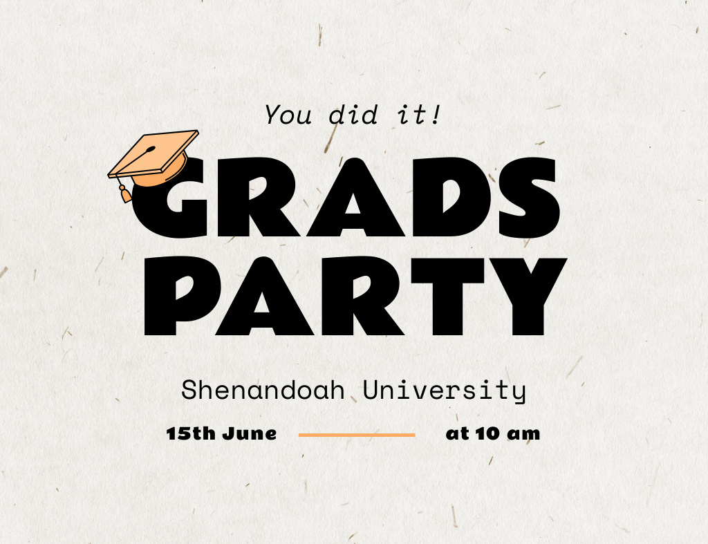 University Graduation Party Announcement In Beige Invitation 13.9x10.7cm Horizontal Šablona návrhu