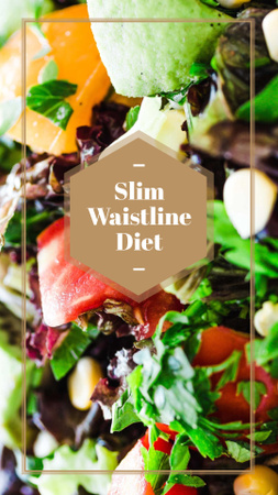 Slim Waistline Diet Ad with Veggie Salad Instagram Story Design Template
