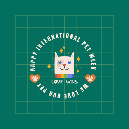 International Pet Greeting with Cute Cat Instagram Design Template