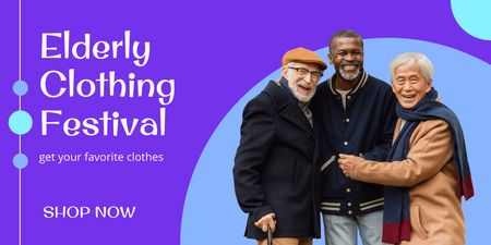 Ontwerpsjabloon van Twitter van Aankondiging van het festival voor ouderenkleding