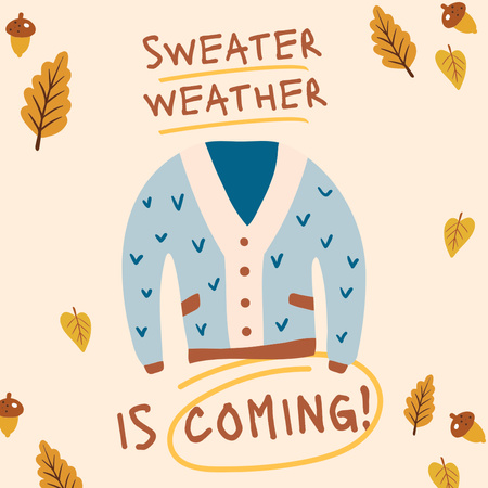 Template di design ispirazione autunnale con maglione caldo carino Instagram