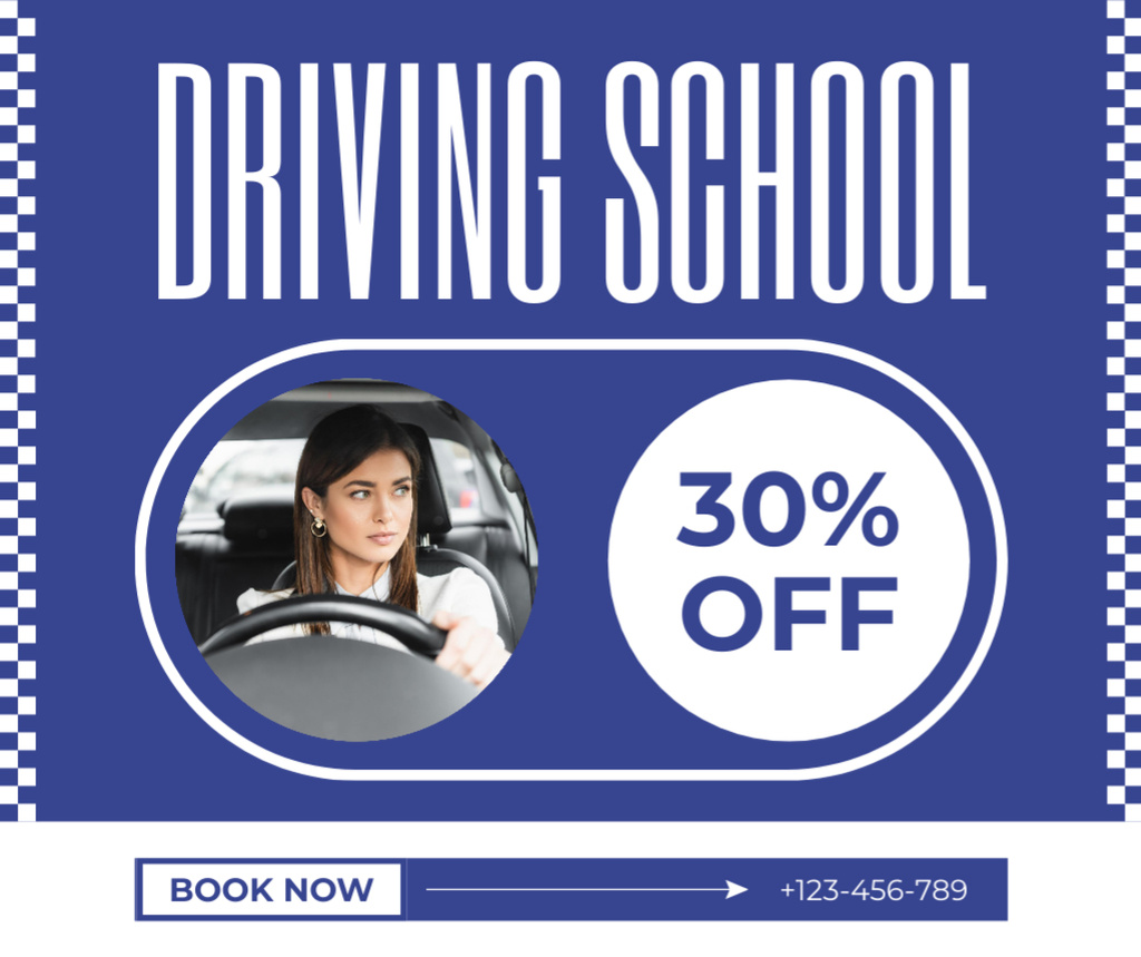 Szablon projektu Competent Driving Trainings With Discounts And Booking Facebook