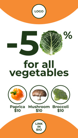 Discount Offer on Vegetables in Grocery Store Instagram Video Story Design Template