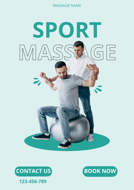 Modèle de visuel Sports Massage and Rehabilitation Workouts - Poster
