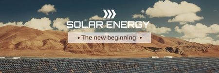 Painéis solares de energia verde no deserto Twitter Modelo de Design