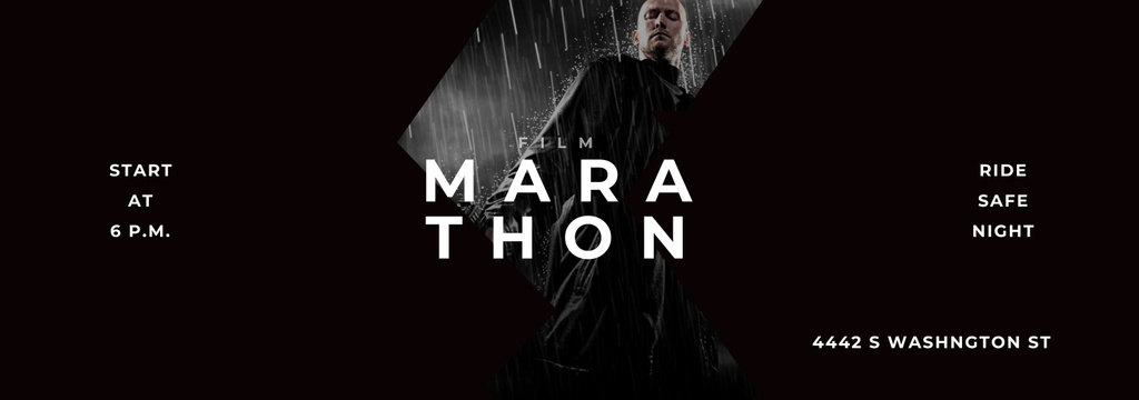 Designvorlage Film Marathon Ad Man with Gun under Rain für Tumblr