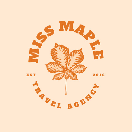 Travel Agency Service Ad with Chestnut Leaf Logo Design Template