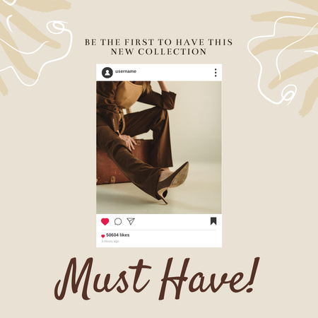 Designvorlage modeanzeige mit frau auf stöckelschuhen für Instagram