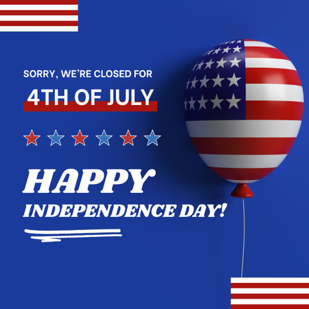 Plantilla de diseño de Feliz día de la independencia de América con globo Animated Post 