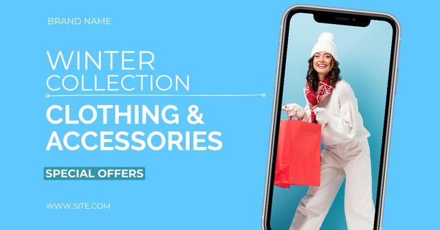 Winter Clothes & Accessories in Online Store Facebook AD Design Template