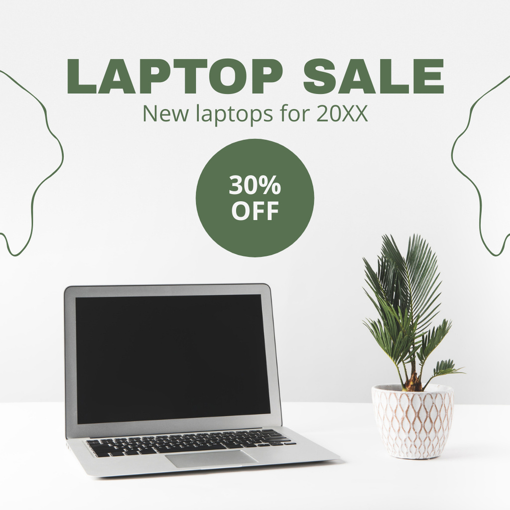 Ontwerpsjabloon van Instagram van New Laptop Sale Offer In White