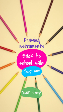Vissza az iskolába különleges ajánlat színes ceruzákkal Instagram Video Story tervezősablon