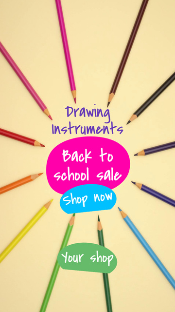 Back to School Special Offer with Colorful Pencils Instagram Video Story – шаблон для дизайна