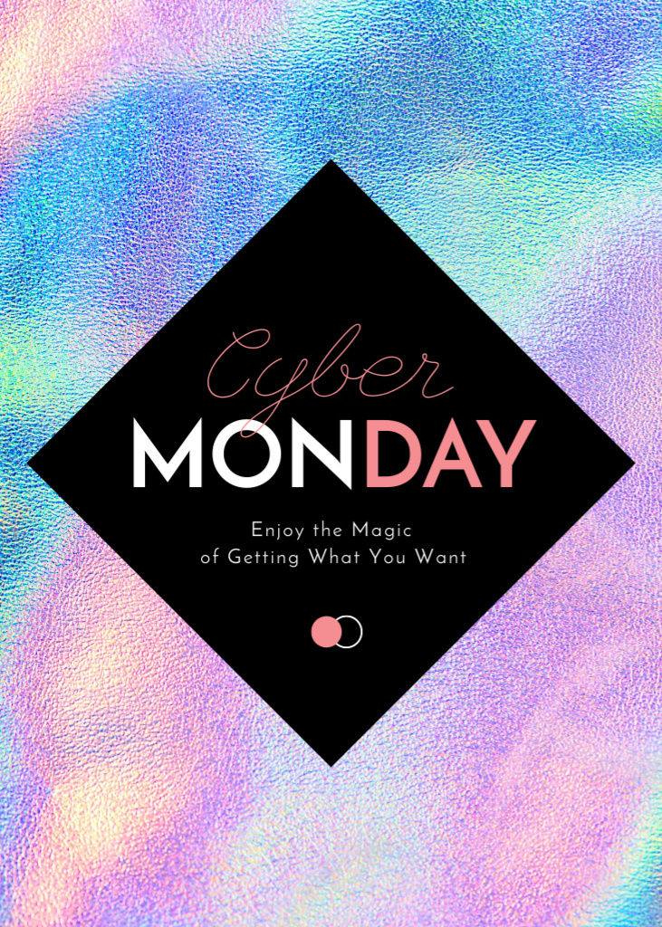 Cyber Monday Sale Ad on Glitter Background Postcard 5x7in Vertical Design Template