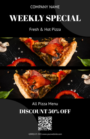 Weekly Special Offer with Pizza Pieces Recipe Card Modelo de Design