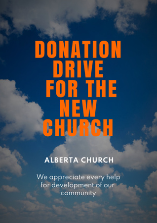 Announcement about Donation for New Church Flyer A4 Tasarım Şablonu