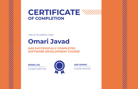 Software Development Course Completion Award Certificate 5.5x8.5in Design Template