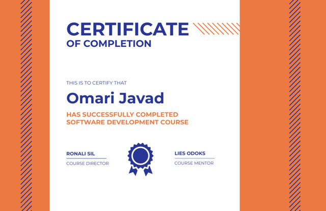 Software Development Course Completion Award Certificate 5.5x8.5in Πρότυπο σχεδίασης